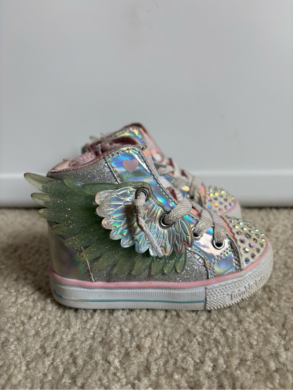 Skechers Iridescent Pink and Green Winged Light-Up Sneakers